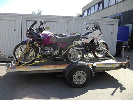 Motorrad-Einachsanhänger mit Bremse für 3 große Motorräder